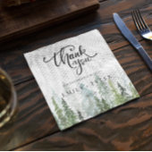 水彩松林結婚のカスタム スタンダードカクテルナプキン