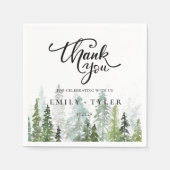 水彩松林結婚のカスタム スタンダードカクテルナプキン (正面)