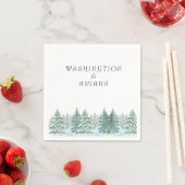 水彩松林結婚林 スタンダードカクテルナプキン (インサイチュ)