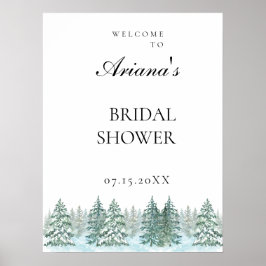 水彩松林結婚林 ポスター