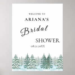 水彩松林結婚林 ポスター