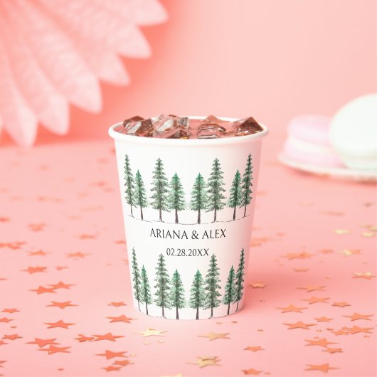 水彩松林結婚林 紙コップ (インサイチュ)