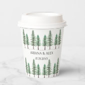 水彩松林結婚林 紙コップ (正面)