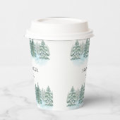 水彩松林結婚林 紙コップ (左)