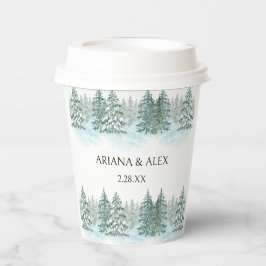 水彩松林結婚林 紙コップ