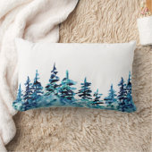 水彩松林自然腰枕 ランバークッション (ブランケット)