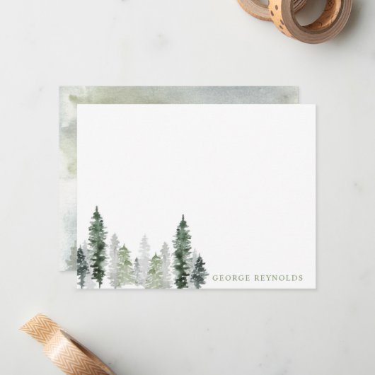 水彩松林 ノートカード (正面/裏面インサイチュ)