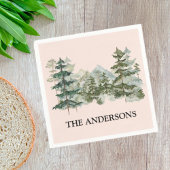 水彩松林&マウンテン素朴 スタンダードカクテルナプキン