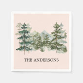 水彩松林&マウンテン素朴 スタンダードカクテルナプキン (正面)
