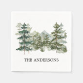 水彩松林&マウンテン素朴 スタンダードカクテルナプキン (正面)