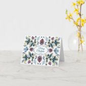 水彩松果枝クリスマス挨拶 カード (黄色い花)