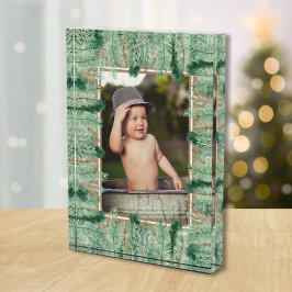 水彩松枝縁ど フォトブロック