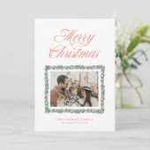 水彩松枠のクリスマス写真カード シーズンカード (スタンド正面)