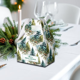 水彩松模様の冬のブライズシャワー フェイバーボックス