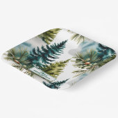 水彩松模様の冬のブライズシャワー ペーパープレート (傾斜あり)