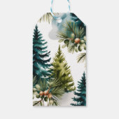 水彩松模様の冬のブライダルシャワー ギフトタグ (裏面)