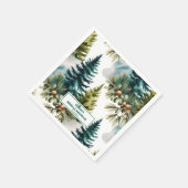 水彩松模様の冬のブライダルシャワー スタンダードカクテルナプキン (角)