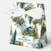 水彩松模様の冬のブライダルシャワー フェイバーボックス (正面)