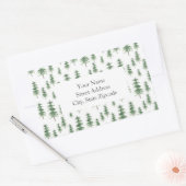 '水彩松模様'ラベル 長方形シール (封筒)