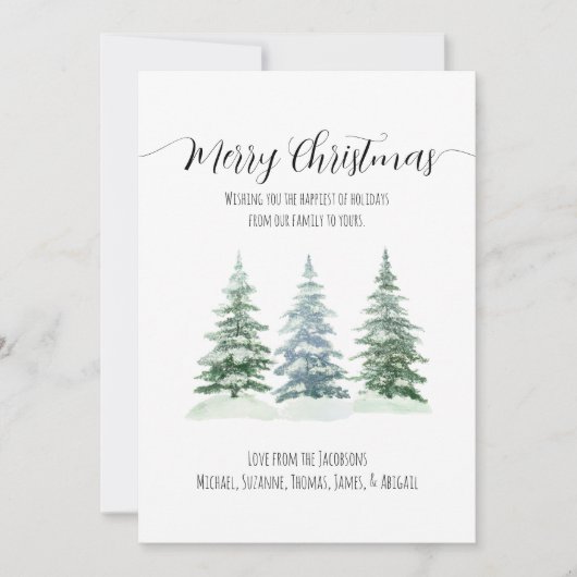 水彩松素朴木メリークリスマス シーズンカード (正面)