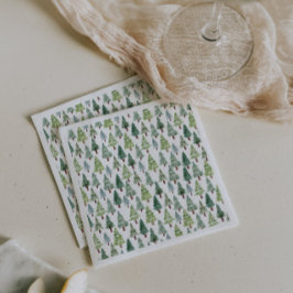 水彩松素朴木冬林 スタンダードカクテルナプキン