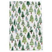 水彩松素朴木冬林 ミディアムペーパーバッグ (正面)