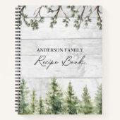 水彩松素朴木木木木料理本レシピ ノートブック (正面)