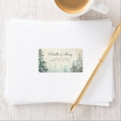 水彩松素朴林ウッドランドアドレス ラベル (インサイチュ)