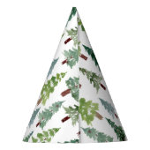 水彩松素朴林パターン冬 パーティーハット (裏面)