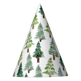 水彩松素朴林パターン冬 パーティーハット