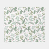 水彩松素朴林ベリーガーランド フリースブランケット (正面(横))