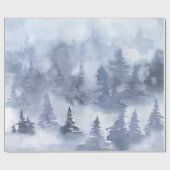 水彩松素朴林雪冬 ラッピングペーパー (フラット)