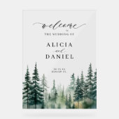 水彩松結婚林の歓迎サイン アクリルサイン (正面)