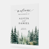 水彩松結婚林の歓迎サイン アクリルサイン (傾斜)