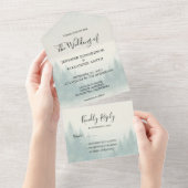 水彩松結婚林 オールインワン招待状 (貼ってはがせる)