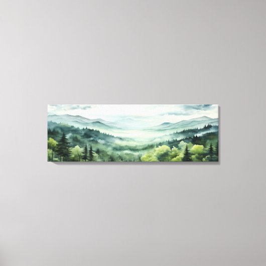 水彩松絵を描林のドラマチック夕日 キャンバスプリント (正面)