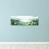 水彩松絵を描林のドラマチック夕日 キャンバスプリント (インサイチュ (ウッドフロア))