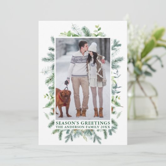 水彩松緑の季節の挨拶 シーズンカード (スタンド正面)