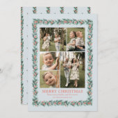 水彩松縁ど写真数々のクリスマスカード シーズンカード (正面/裏面)