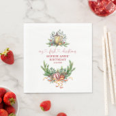 水彩松1stクリスマス誕生日書道 スタンダードランチョンナプキン (インサイチュ)