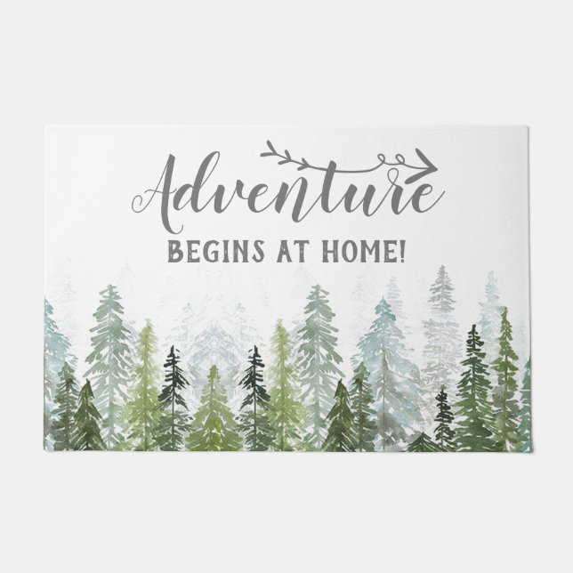 水彩松 |冒険は自宅で始まる ドアマット (正面)