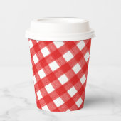 水彩板赤と白紙カップ蓋付き 紙コップ (正面)