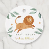 水彩林かわいい動物の赤ちゃんシャワー フェイバータグ (正面)