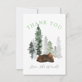 水彩林かわいらしベビークマ サンキューカード