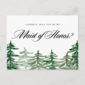 水彩林が私のメイド・オブ・オーナー(花嫁付き添い人) インビテーションポストカード (正面)