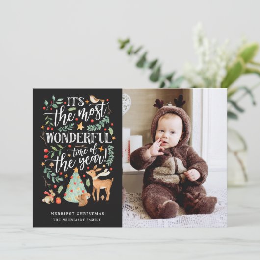 水彩林で最も素晴らしい時間帯の黒い写真 シーズンカード (スタンド正面)