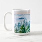 水彩林と山 コーヒーマグカップ (左)