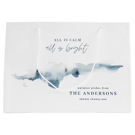 水彩林のクリミニマルスパーソナライズされたマス ラージペーパーバッグ (正面)