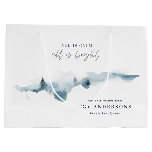 水彩林のクリミニマルスパーソナライズされたマス ラージペーパーバッグ (裏面)