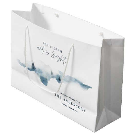 水彩林のクリミニマルスパーソナライズされたマス ラージペーパーバッグ (正面アングル)